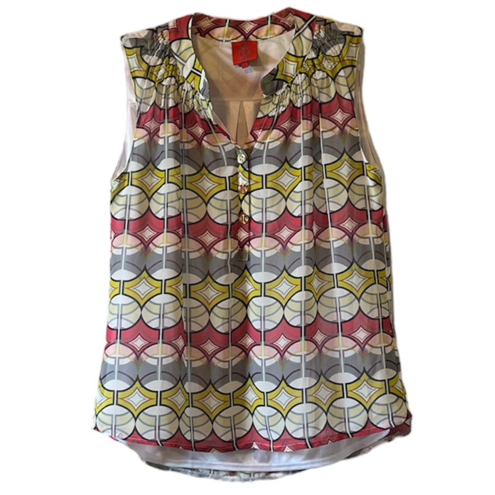 Tracy Negoshain sleeveless patterned tunic EC Size X-Large